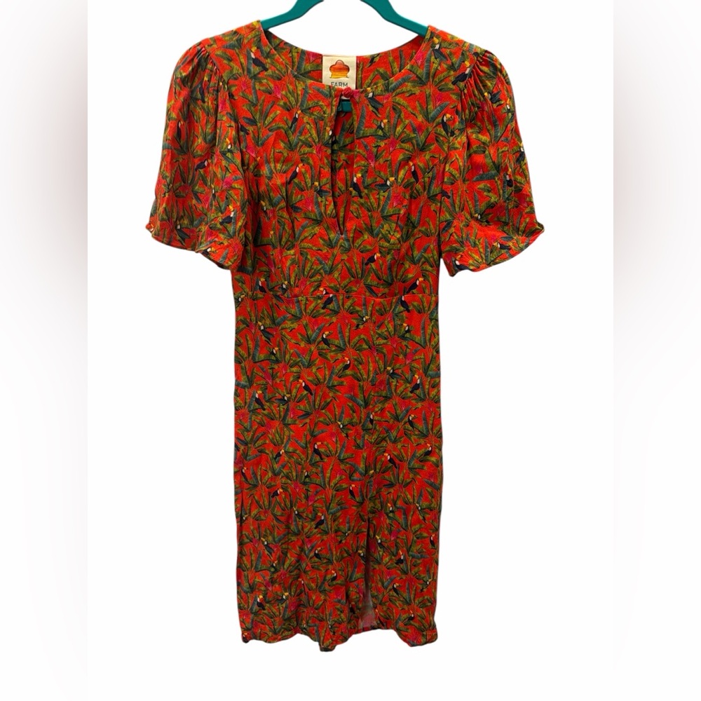 FARM Rio Tucson Paradise Multicolor Print MIDI Dress Size XS